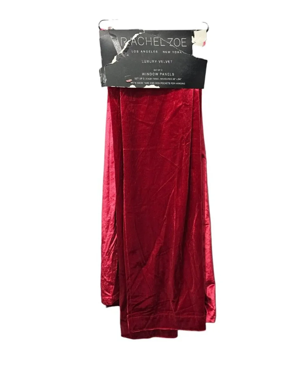Rachel Zoe Luxury Velvet Red Window Curtains Back Tab Panel Drapes New 38